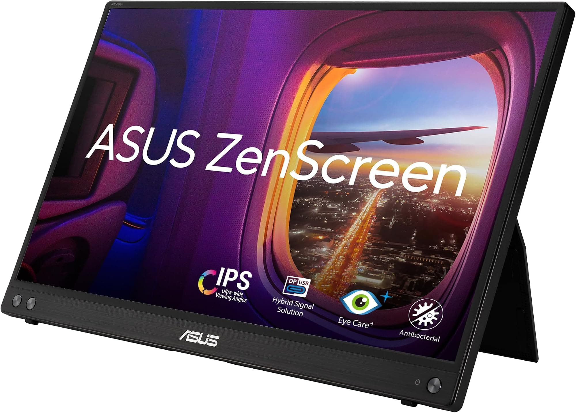 ASUS ZenScreen MB16ACV Portable USB Monitor- 15.6 inch Full HD, IPS, Hybrid Signal Solution, USB Type-C, Flicker Free, Blue Light Filter, Anti-glare surface, Antibacterial treatment