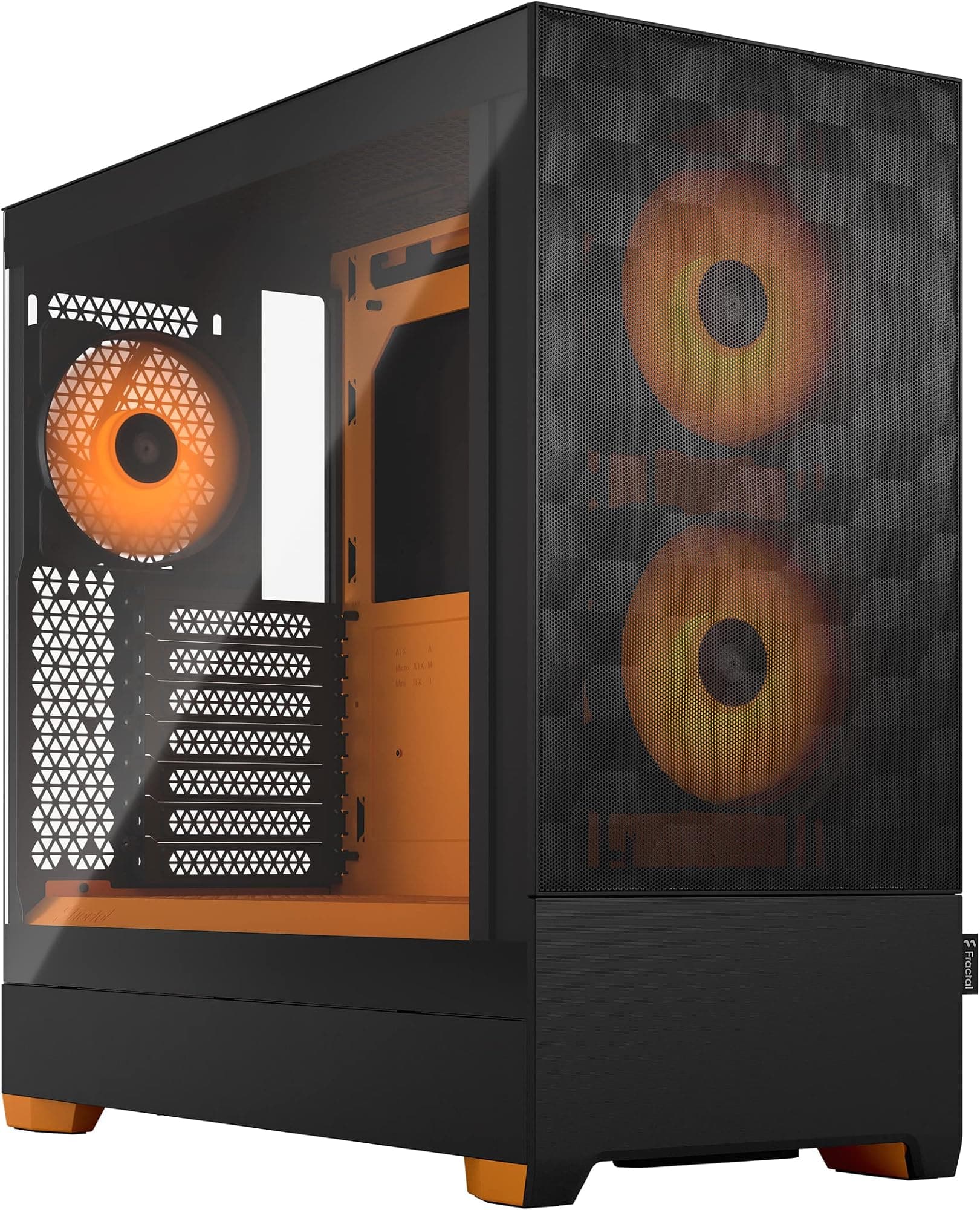 Fractal Design Pop Air RGB Orange Core - Tempered Glass Clear Tint - Honeycomb Mesh Front – TG side panel - Three 120 mm Aspect 12 RGB fans included – ATX High Airflow Mid Tower PC Gaming Case