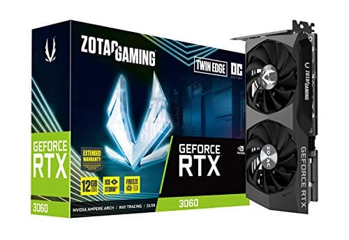 Zotac Gaming GeForce RTX 3060 Twin Edge OC 12GB GDDR6 192-bit 15 Gbps PCIE 4.0 Gaming Graphics Card, IceStorm 2.0 Cooling, Active Fan Control, Freeze Fan Stop ZT-A30600H-10M