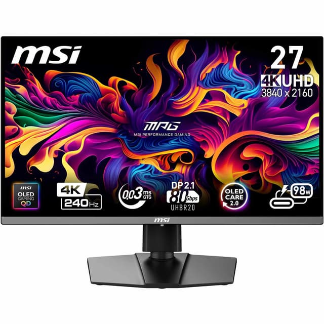 MSI MPG 272URX QD-OLED 27-Inch 4K UHD Gaming Monitor, 384...