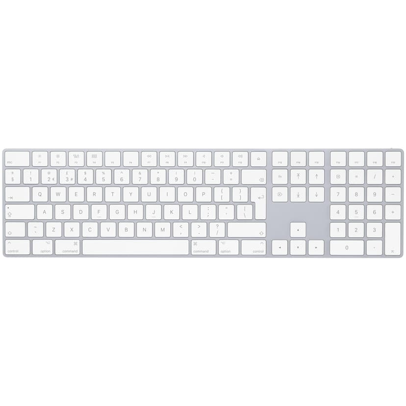 Apple Magic Keyboard with Numeric Keypad: Bluetooth®, rechargeable. Works with Mac, iPad or iPhone; British English, Silver