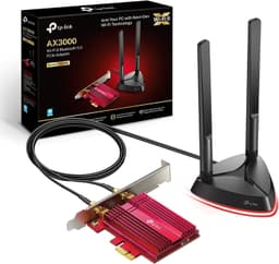 TP-Link Archer TX3000E AX3000Mbps WiFi 6 Bluetooth 5.3 PCIe Adapter with Two Antennas, Intel AX200 WiFi Adapter for PC, PCIe Network Interface Card for Desktop, Low-Profile Bracket Included