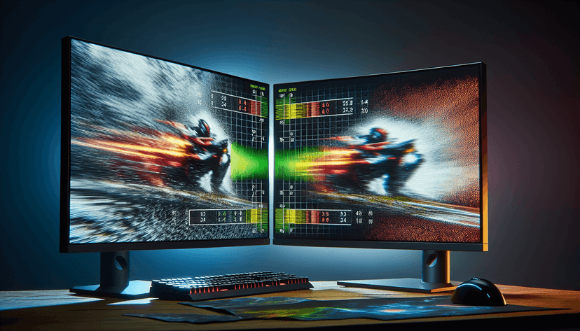 koorui 27 inch vs aoc 27g2zne gaming monitor comparison showing multiple displays illustration
