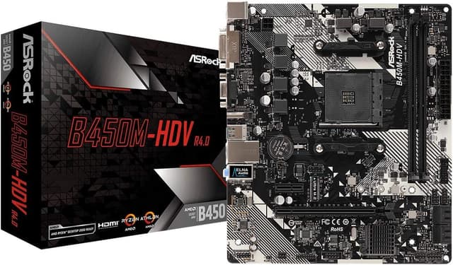 ASRock B450M-HDV R4.0 Socket AM4/ AMD Promontory B450/ DD...