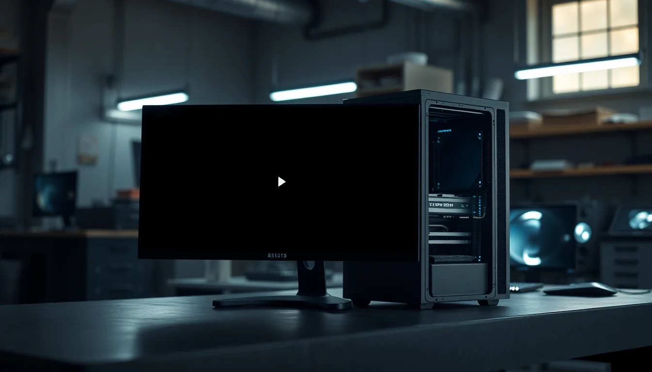 Windows PC SSD installed on a dark workbench showing a black screen with only a white mouse cursor visible after a failed HDD to SSD clone