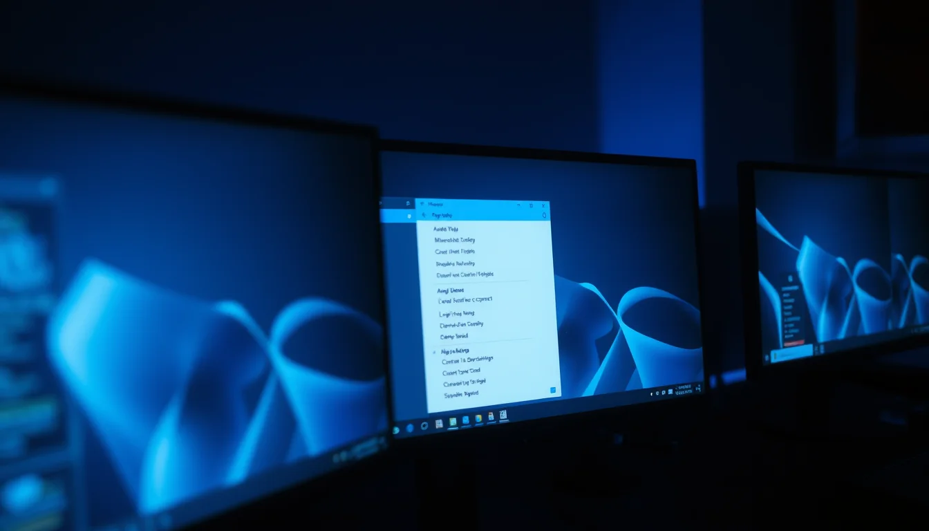 Windows 11 desktop showing a right-click context menu flickering and vanishing on a dark modern workstation setup