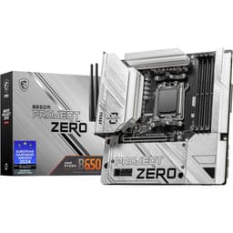 MSI B650M PROJECT ZERO Motherboard, Back-connect Micro-ATX - Supports AMD Ryzen 9000 CPUs, AM5 - Direct 10+2 VRM Power Design, DDR5 Memory Boost 6400+MHz/OC, 1 x PCIe 4.0 x16, 2 x M.2 Gen4, Wi-Fi 6E