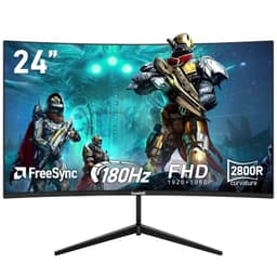 Gawfolk 24 Inch Curved PC Gaming Monitors 180hz, FHD 1080p 1ms without Bezel, freesync, 100% sRGB,178 ° Angle View HDMI,DisplayPort, Compatible with Mural 75 * 75MM -Black
