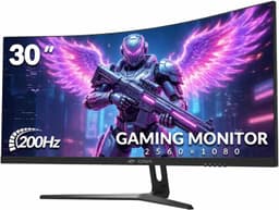 CRUA 30 Inch Curved Gaming Monitor, Ultra-Wide WFHD 2560×1080, 200Hz/144Hz, 0.5ms, 1500R VA Panel, 120% sRGB, AMD FreeSync, HDMI & DP, Wall Mountable, Eye Care, PC Monitor for Gaming & Office - Black