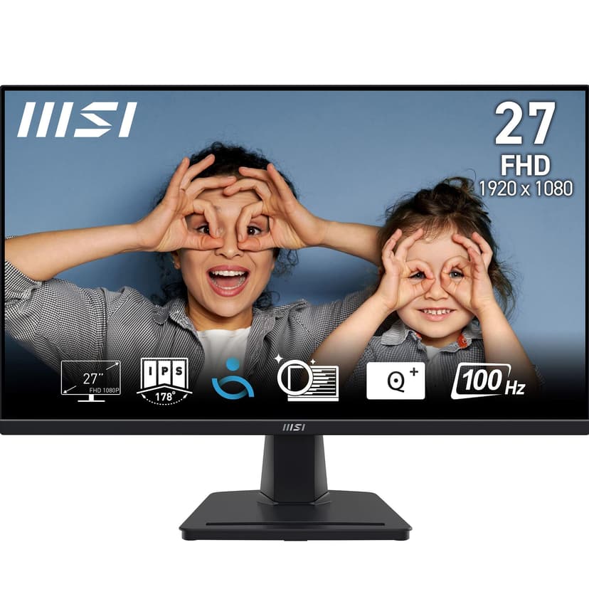 MSI PRO MP275 27 Inch Full HD Office Monitor - 1920 x 1080 IPS Panel, 100 Hz, Eye-Friendly Screen, Built-in Speakers, Tilt-Adjustable - HDMI