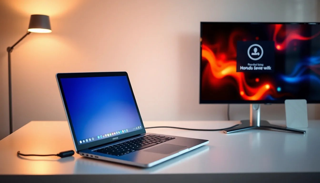 Windows laptop connected to TV via HDMI cable showing video on screen but no audio output to television speakers