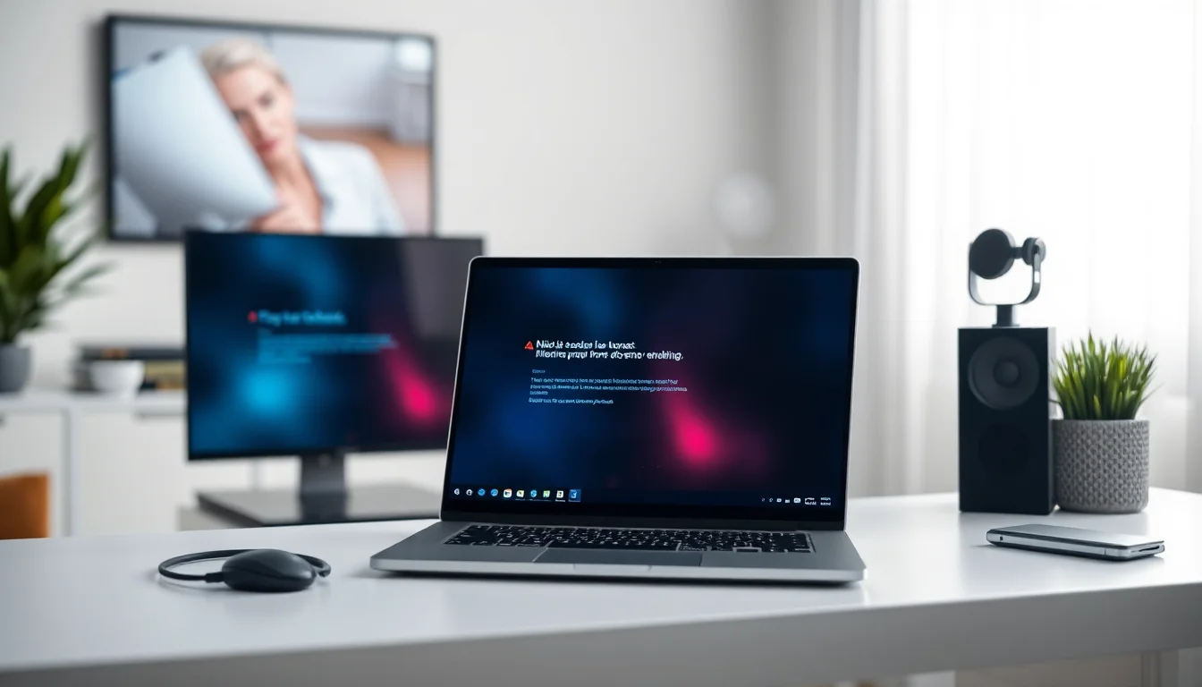 Close-up of gaming headset on desk beside Windows 11 laptop showing sound settings menu with microphone input levels displayed