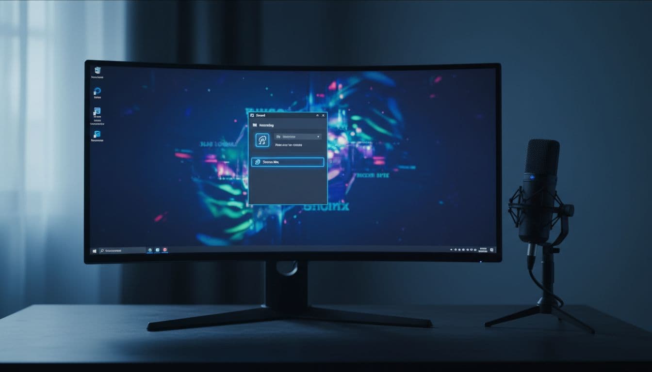 Windows 11 sound control panel open on recording tab showing stereo mix device being disabled on a dark desktop setup