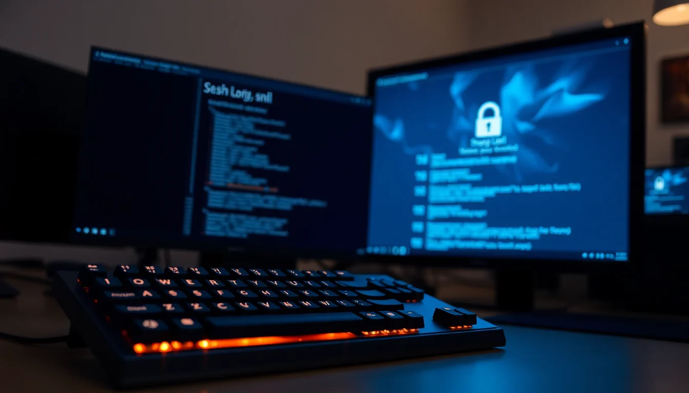 Windows Command Prompt SSH session on a desk showing a Linux password prompt with numeric keypad nearby and incorrect character input visible