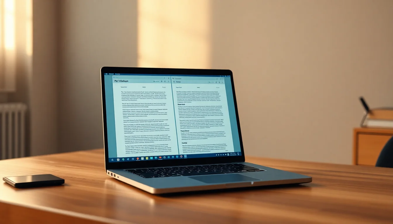 Windows 11 laptop on a clean desk showing multiple open source PDF editor applications including LibreOffice Draw and Sumatra PDF side by side