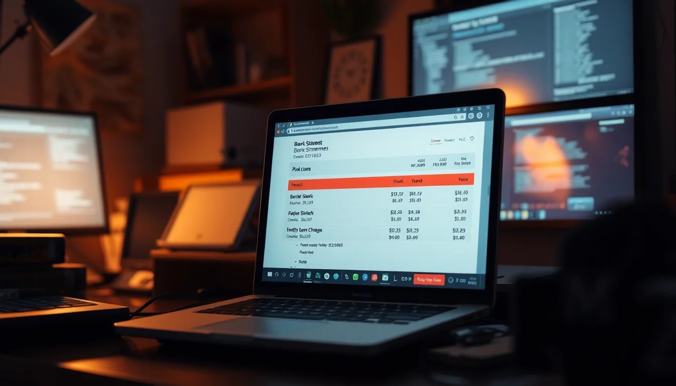 A laptop on a home desk showing a bank statement with unexpected recurring charges from a PDF software subscription in 2026