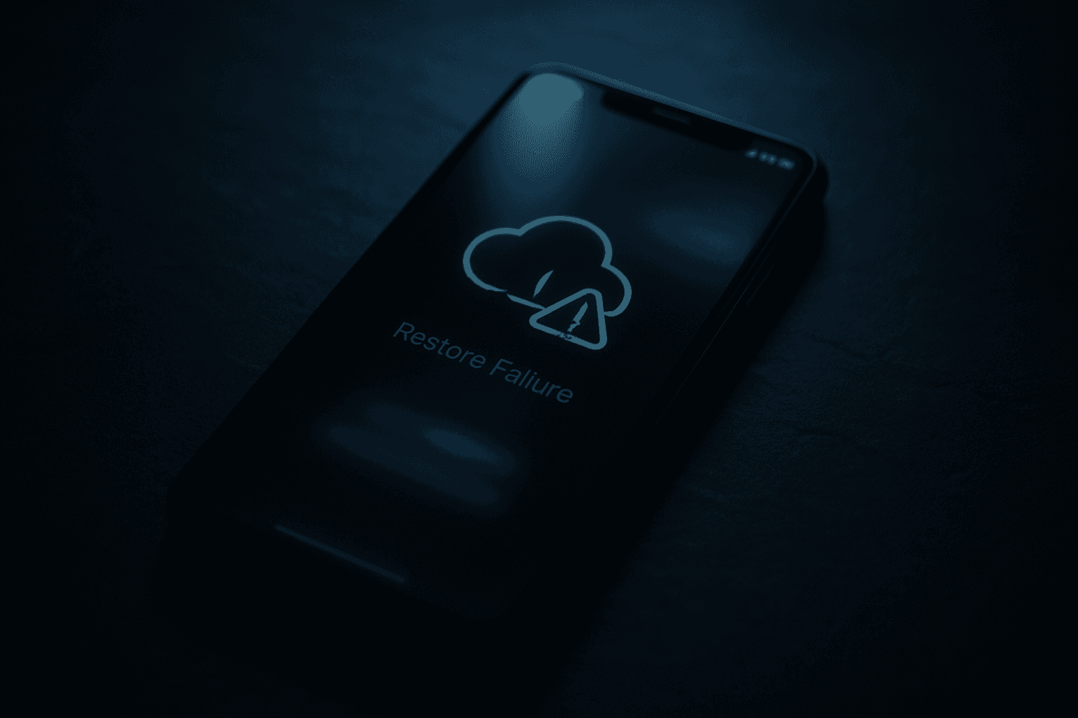 Android phone on a desk showing WhatsApp unable to restore chats error message with Google Drive backup detected
