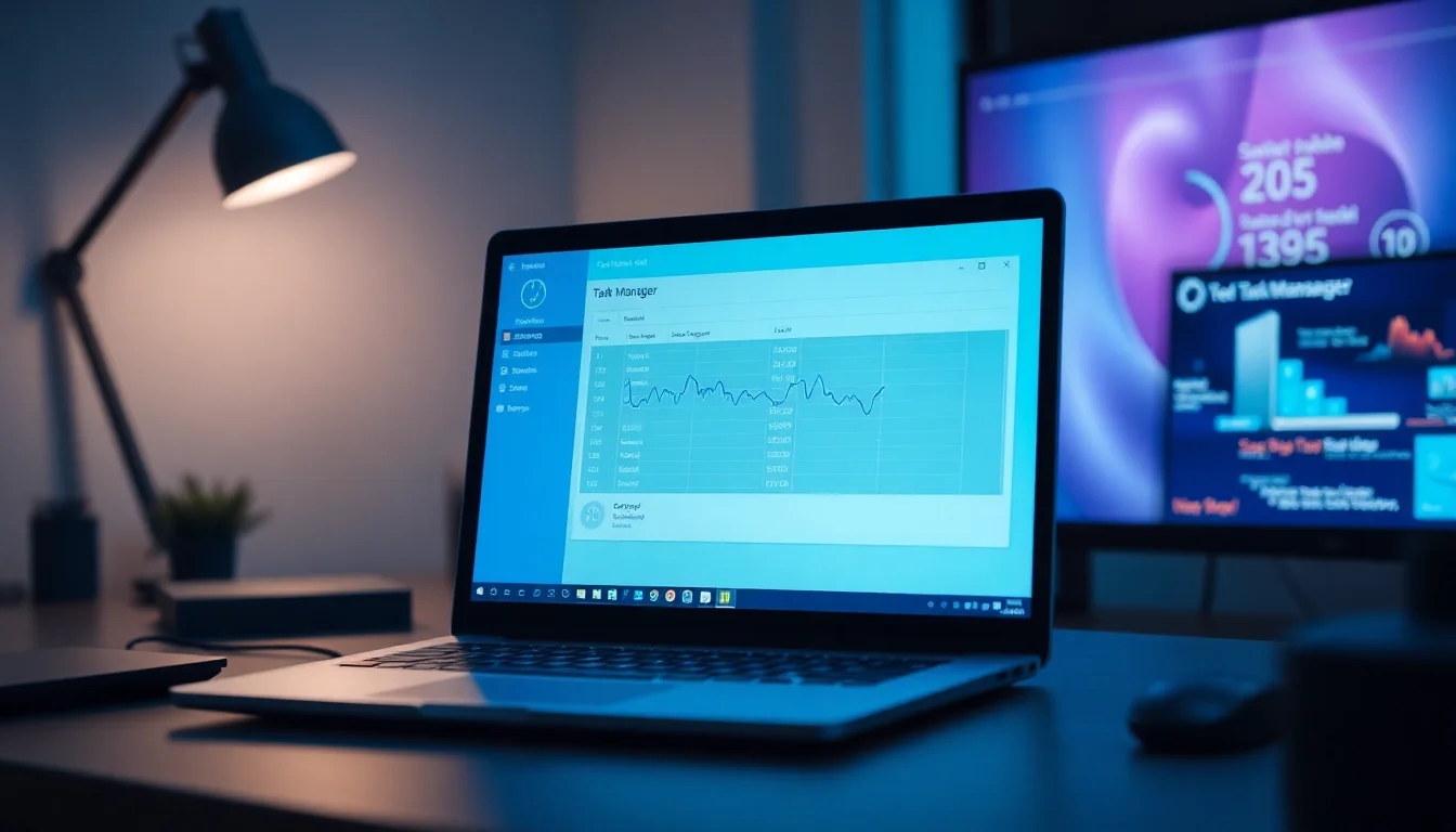 Windows 11 Task Manager Performance tab showing CPU usage at 100 percent on idle system with individual logical processors view displaying low per-core usage