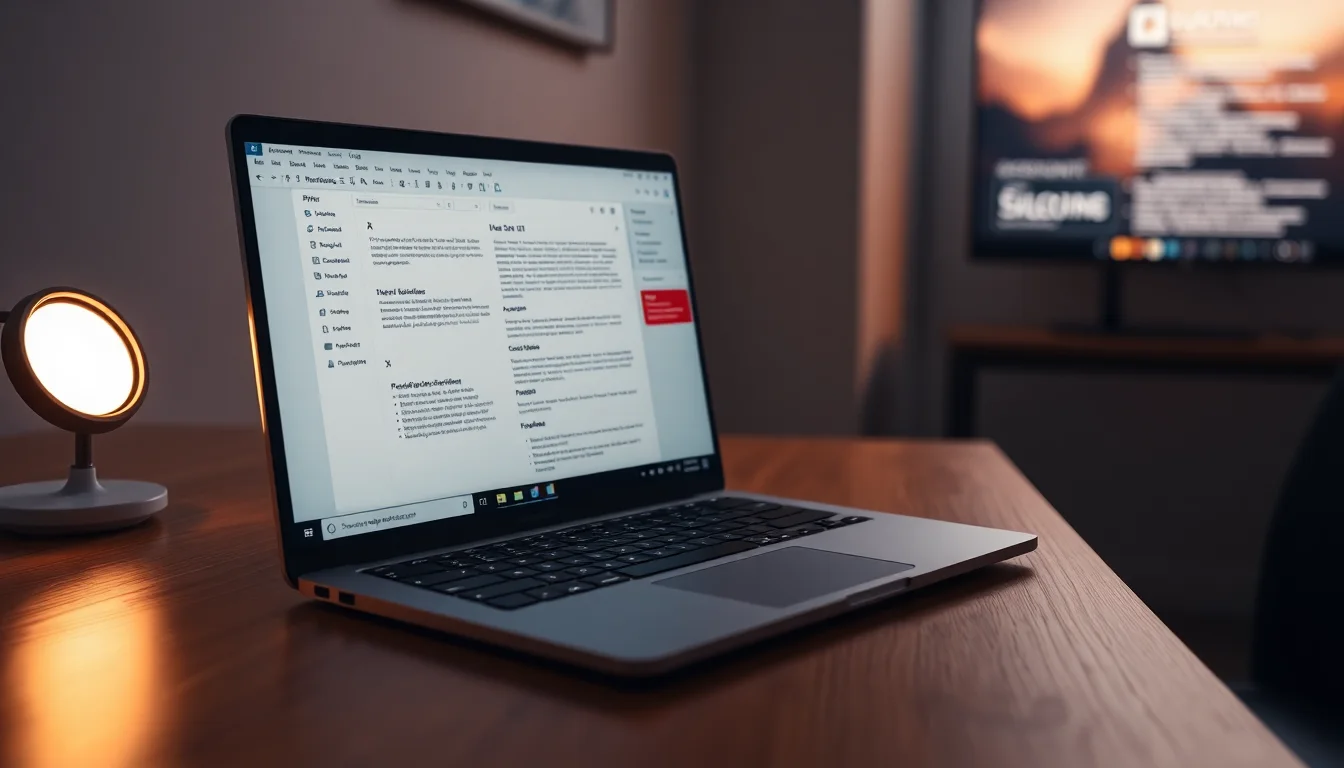 Windows 11 laptop on a clean desk displaying a PDF document open in a dedicated PDF reader application with File Explorer preview pane visible