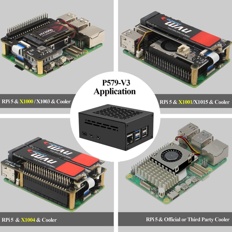 Geekworm Raspberry Pi 5 Case (P579) | Support PCIe M.2 NV...