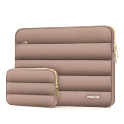 MOSISO 17-17.3 inch Laptop Case, 17.3 inch Puffy Laptop Sleeve Compatible with Dell XPS/HP Pavilion/Ideapad/Acer/Alienware/HP Omen Notebook Computer, Horizontal Puffer Bag with Small Case, Brown