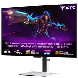 KTC 32 Inch 4K OLED Monitor, Dual Mode 4K@240Hz / 1080P@480HZ Gaming Monitor, 0.03ms, Adaptive Sync, HDR Ture Black 400, HDMI 2.1, DP 1.4, Full Function 65W USB C, 3 x USB A 3.0, KVM,Dual Speaker