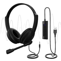 Venker LCL USB Headsets with Microphone, U17D 3m Length Noise Cancelling Headset Stereo Headphone for PC, Laptop USB/3.5mm, Multi-Use USB Headsets Earphone for Call Center