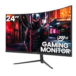 CRUA 24 inch 200Hz/180Hz Curved Gaming Monitor, FHD 1080p, Frameless, Supports AMD Freesync Low Motion Blur, Eye Care, DisplayPort, HDMI, Compatible Wall Installation,