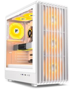 FOIFKIN K6 PC Case - Pre-Installed 6 PWM ARGB Fan(3x 140mm and 3x120mm), ATX Mid-Tower Gaming PC Case, With Type-C,Black (White, K6)