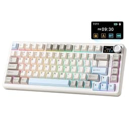 YUNZII B75 PRO MAX QMK/VIA Wireless Mechanical Keyboard,75% Layout whit Screen and Knob, Custom Hot Swap Gasket Structure, Creamy Pre-lubed Switches, RGB Backlit (Beige, Candy Linear Switch)