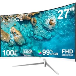 Z-Edge 27 Inch Curved Monitor 100Hz Full HD 1080P LED Computer Monitor, VA Panel, Ultra-Thin Bezel, Flicker-Free Eye-Care, 178° Wide Viewing Angle, VGA & HDMI Port, White (Upgrade Version)