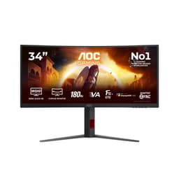 AOC CU34G4CA 34 inch UW-QHD Monitor Curved, 180Hz, Fast VA Panel, 1ms GtG, Adaptive Sync, HDR400, FreeSync, Height Adjustment, (3440x1440 HDMI 2x 2.0 DP 1x 1.4 USB Hub) Black