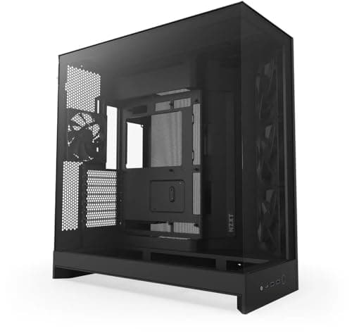 NZXT H9 Flow (2025) – Large Dual-Chamber ATX Mid-Tower Airflow PC Case – Includes 3 x 140mm & 1 x 120mm Fans – 420mm Radiator Support – Tempered Glass – Back-Connect Ready – Black