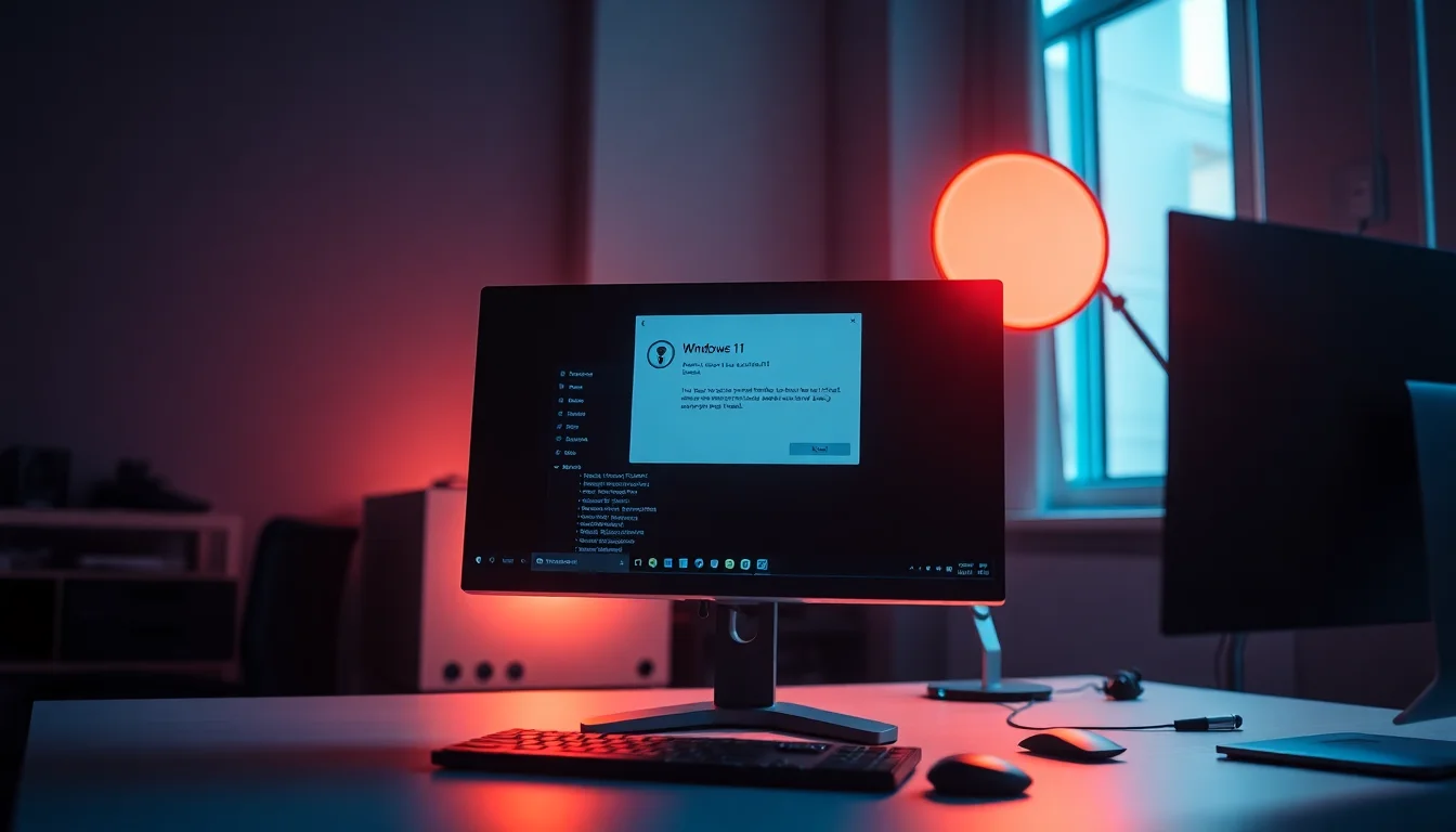 Windows desktop showing unwanted pop-up notification appearing over taskbar and applications, with antivirus scan window visible in background, office workspace setting