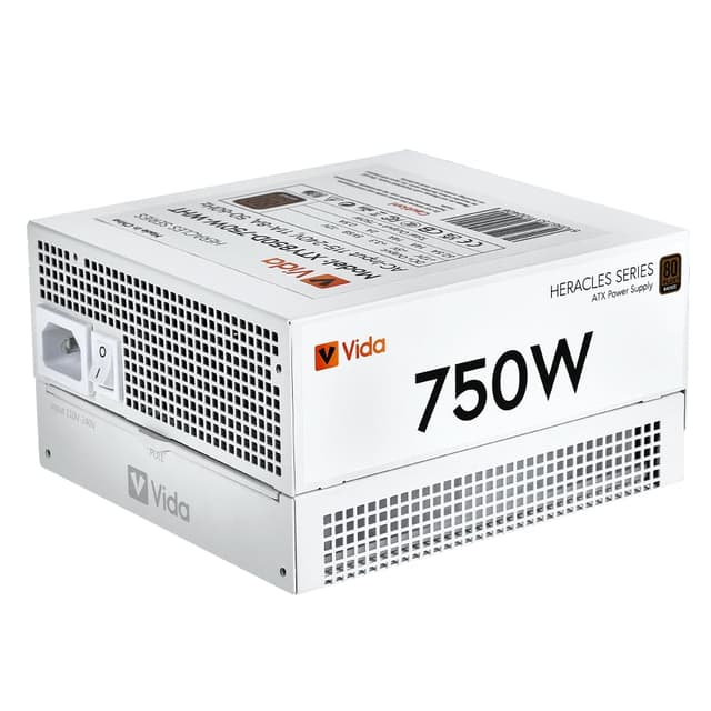 VIDA 750W Heracles White ATX Gaming PSU, 80 Plus Bronze,...
