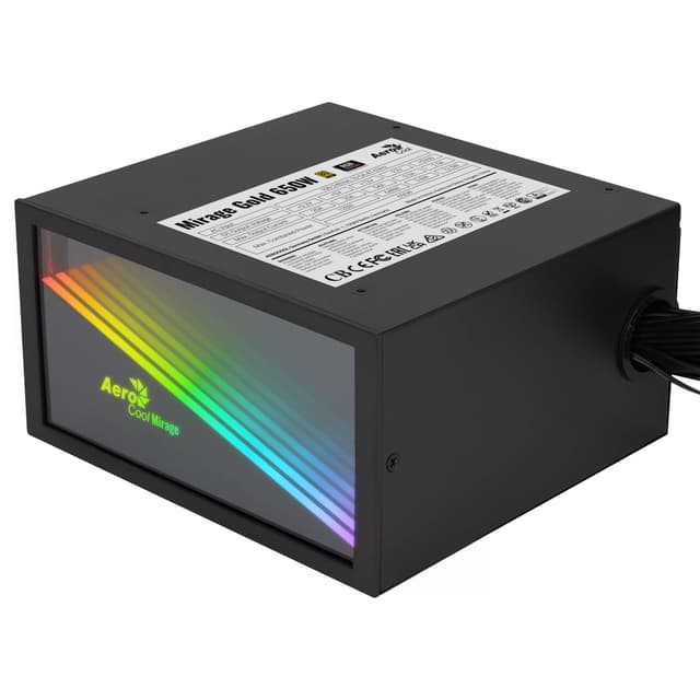 Aerocool MIRAGEGOLD650, PC Power Supply 650W, RGB Infinit...
