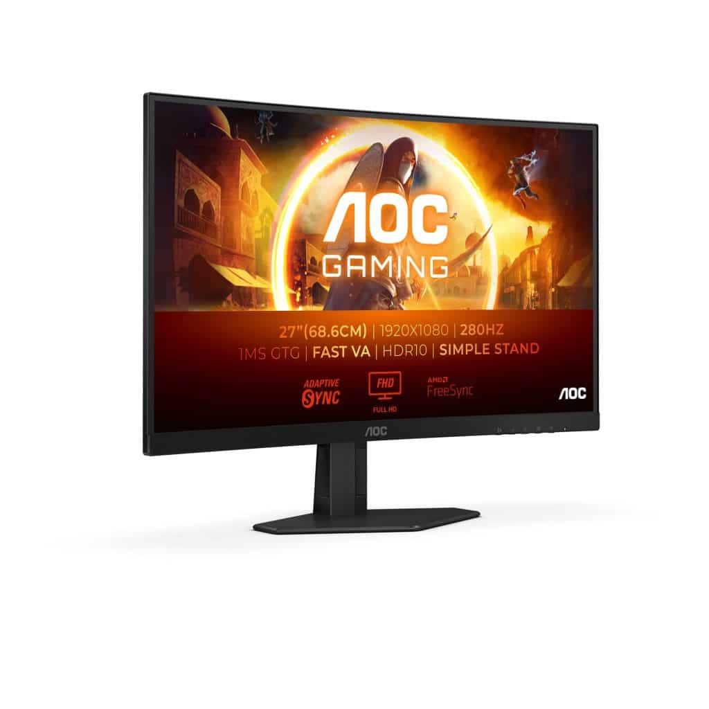 Aoc Gaming C27G4Zxed - 27 Inch Fhd Curved Monitor, 280 Hz, 1Ms, Hdr10, Freesync Premium (1920X1080, Hdmi, Displayport) Black/Gray