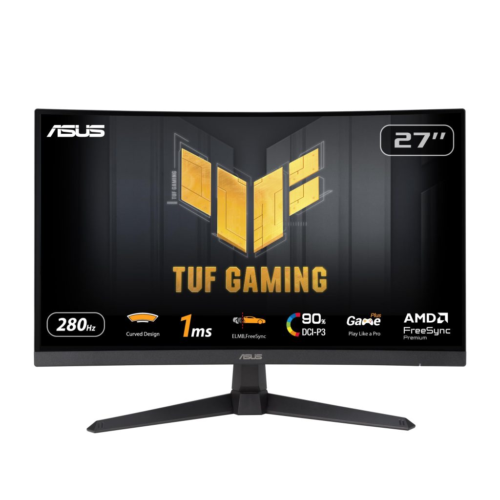 Asus Tuf Gaming Vg27Vqm1B Curved Gaming Monitor – 27 Inch Full Hd, 280Hz, Elmb, 1Ms Response Time, Freesync Premium, 90% Dci-P3, Displaywidget Center