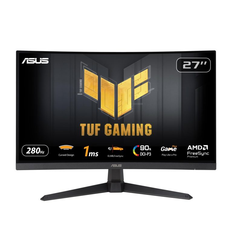 Asus Tuf Gaming Vg27Vqm1B Curved Gaming Monitor – 27 Inch Full Hd, 280Hz, Elmb, 1Ms Response Time, Freesync Premium, 90% Dci-P3, Displaywidget Center