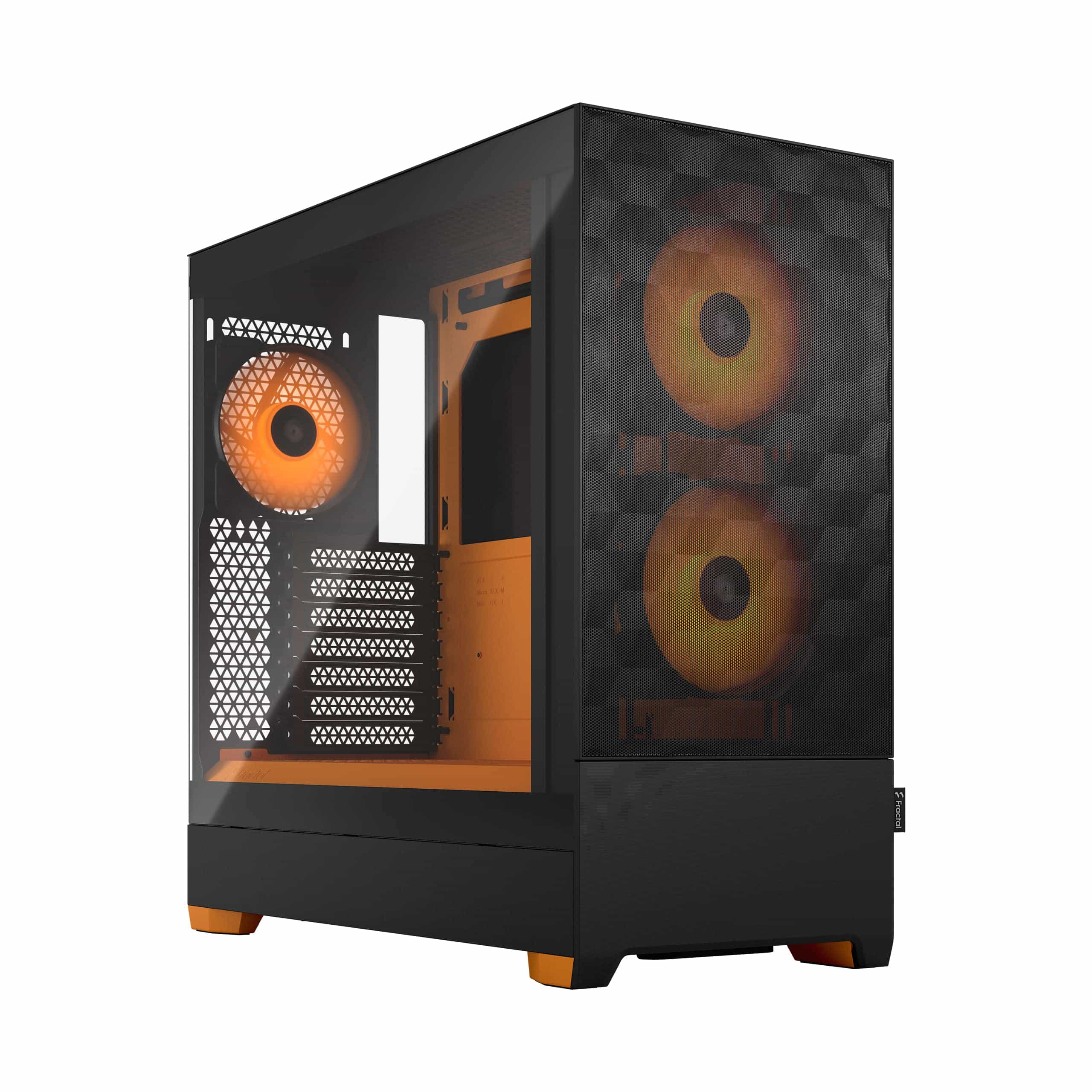 Fractal Design Pop Air Rgb Orange Core - Tempered Glass Clear Tint - Honeycomb Mesh Front – Tg Side Panel - Three 120 Mm Aspect 12 Rgb Fans Included – Atx High Airflow Mid Tower Pc Gaming Case