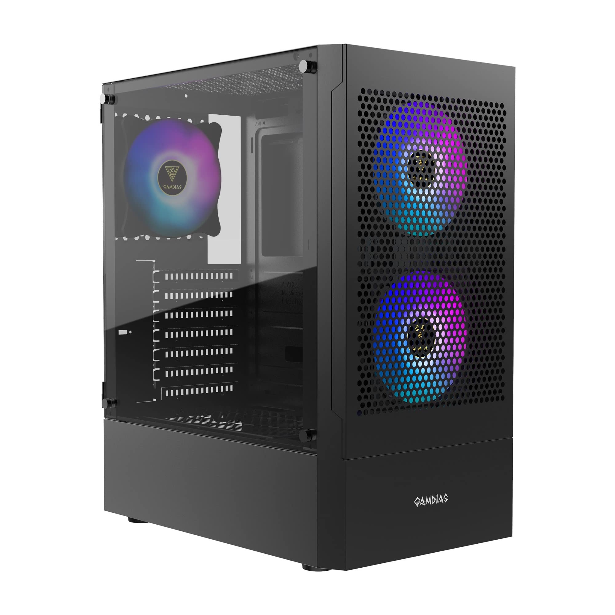 Gamdias Talos E3 Mesh Gaming Pc Case, Mid-Tower Atx Case With Side Tempered Glass Panel And A Magnetic Dust Filter &Amp; 3 Built-In 120Mm Argb Fans, Tool-Free Installation, Mesh Front Panel