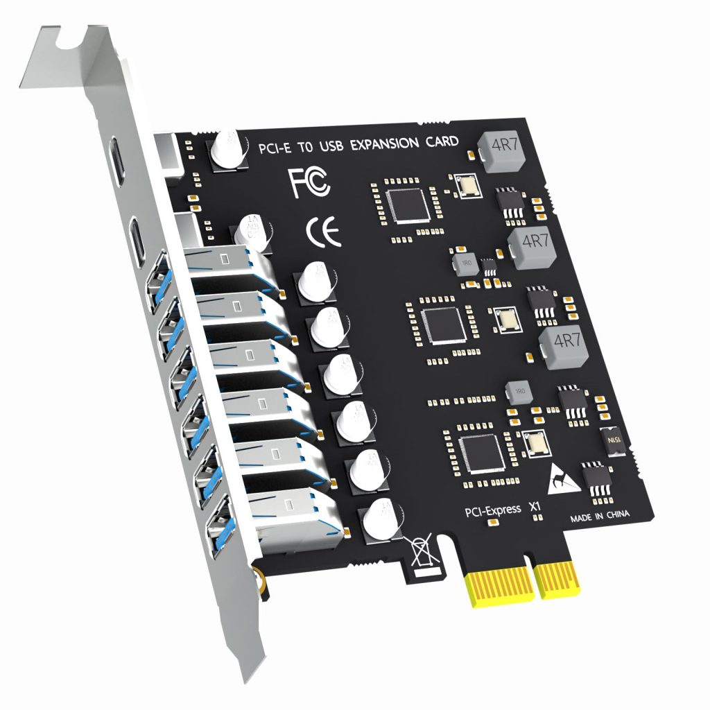 Glotrends U6A2C 8-Port (2 Type-C+ 6 X Type-A) Usb 3.0 5Gbps Pcie Expansion Card For Intel, Amd, And Arm Platform, Compatible With Windows And Linux (Not Support Mac Os)