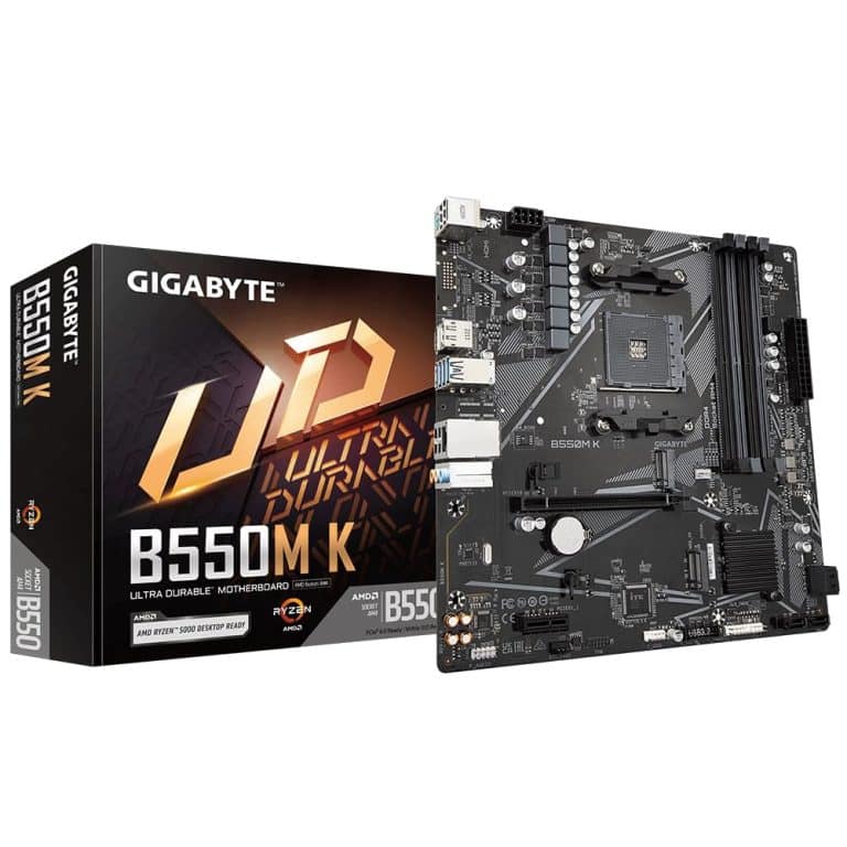 Gigabyte B550M K Motherboard - Supports Amd Ryzen 5000 Series Am4 Cpus, Up To 4733Mhz Ddr4 (Oc), 2Xpcie 3.0 M.2, Gbe Lan, Usb 3.2 Gen1