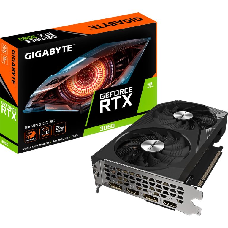 Gigabyte Nvidia Geforce Rtx 3060 Gaming Oc V2 Graphics Card - 8Gb Gddr6, 128-Bit, Pci-E 4.0, 1807Mhz Core Clock, 2X Dp 1.4, 2X Hdmi 2.1, Nvidia Dlss - Gv-N3060Gaming Oc-8Gd V2