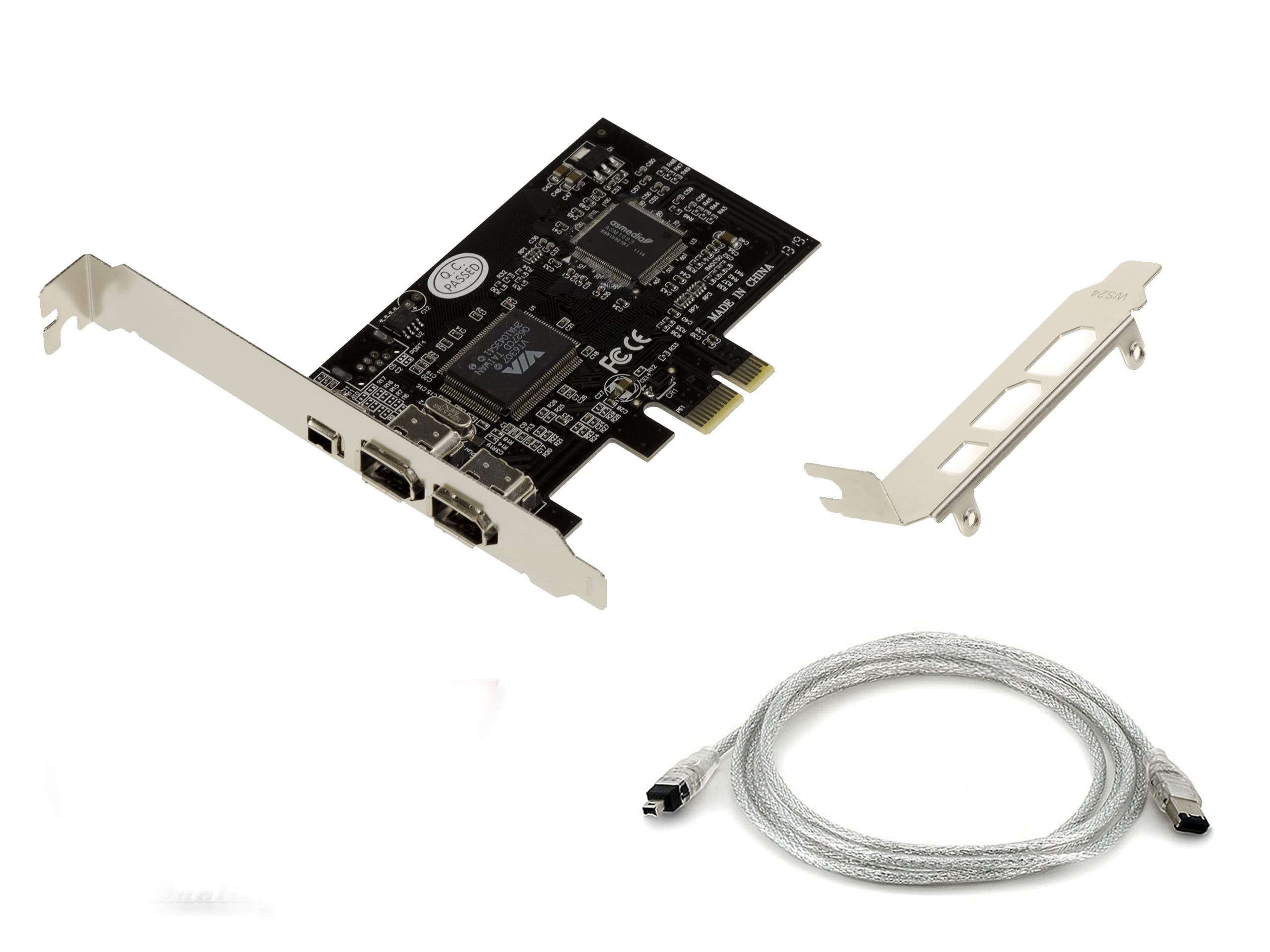 Kalea-Informatique 3-Port Ieee1394A Firewire 400 Pcie Controller Card With Via6308 And Asm1083 Chipset. High And Low Profile Brackets, With Ilink Cable.