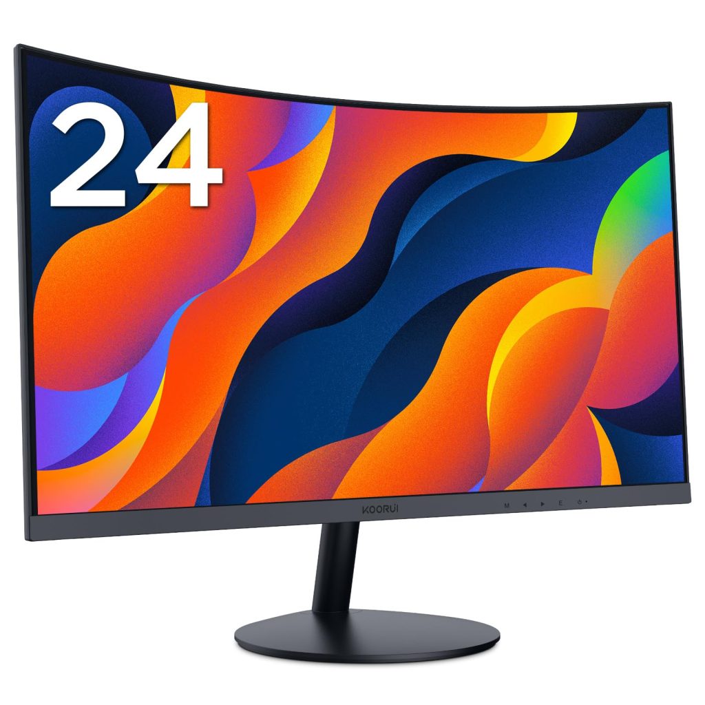 Koorui 24 Inch Curved Computer Monitor- Full Hd 1080P 100Hz Gaming Monitor 1500R Led Hdmi Vga, Tilt Adjustment, Eye Care, Black 24N5Ca