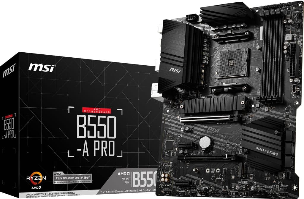 Msi B550-A Pro Motherboard Atx - Supports Amd Ryzen 3Rd Gen Processors, Am4, Ddr4 Boost (4400Mhz/Oc), 1 X Pcie 4.0/3.0 X16, 1 X Pcie 3.0/3.0 X16, 1 X M.2 Gen4 X4, 1 X M.2 Gen3 X4, Hdmi, Gigabit Lan