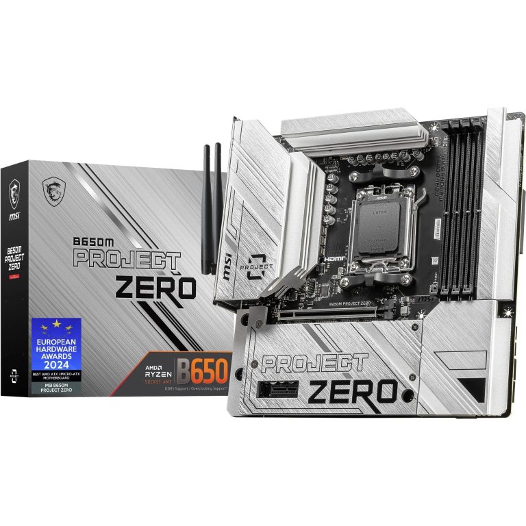 Msi B650M Project Zero Motherboard, Back-Connect Micro-Atx - Supports Amd Ryzen 9000 Cpus, Am5 - Direct 10+2 Vrm Power Design, Ddr5 Memory Boost 6400+Mhz/Oc, 1 X Pcie 4.0 X16, 2 X M.2 Gen4, Wi-Fi 6E