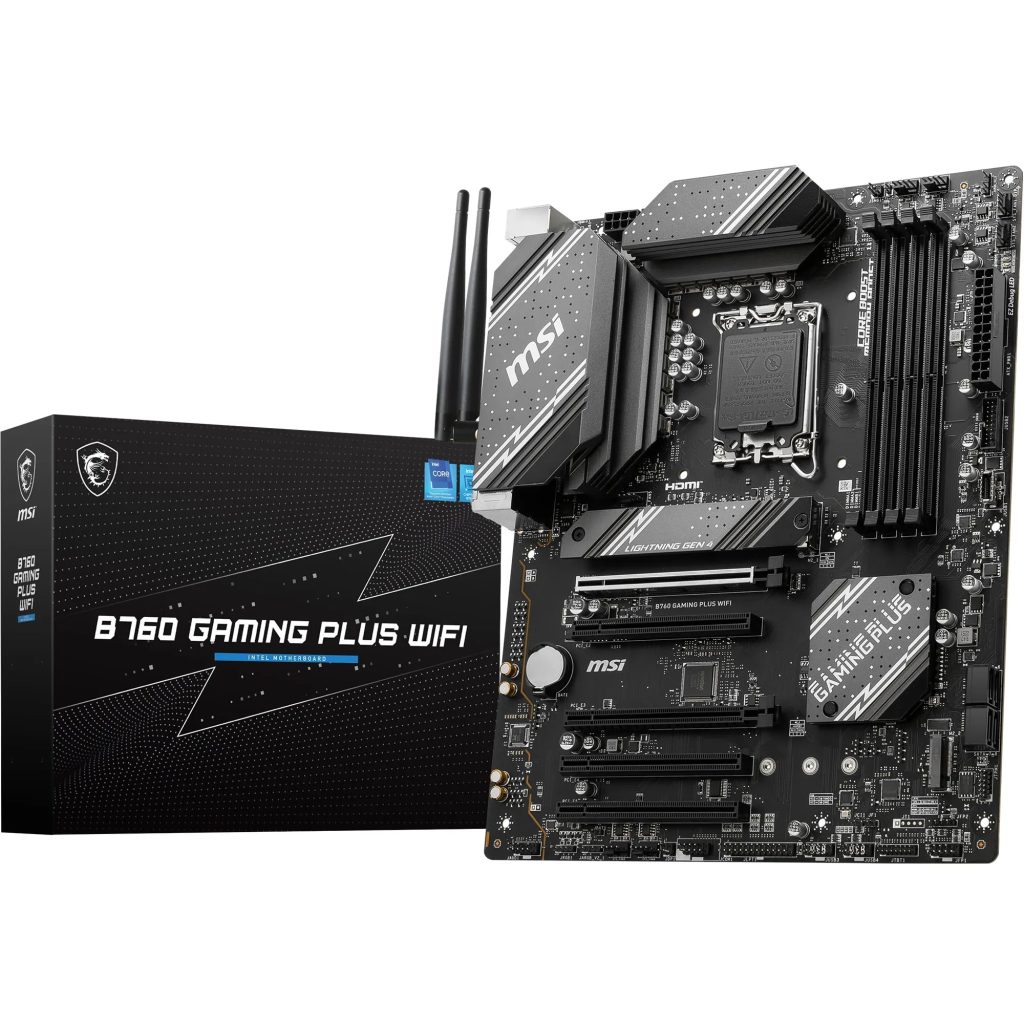 Msi B760 Gaming Plus Wifi Motherboard, Atx - Supports Intel 12Th &Amp;Amp; 13Th Gen Core Processors, Lga 1700 - 75A Drmos Vrm, Ddr5 Memory Boost 6800+Mhz/Oc, Pcie 4.0 X16, M.2 Gen4, Wi-Fi 6E