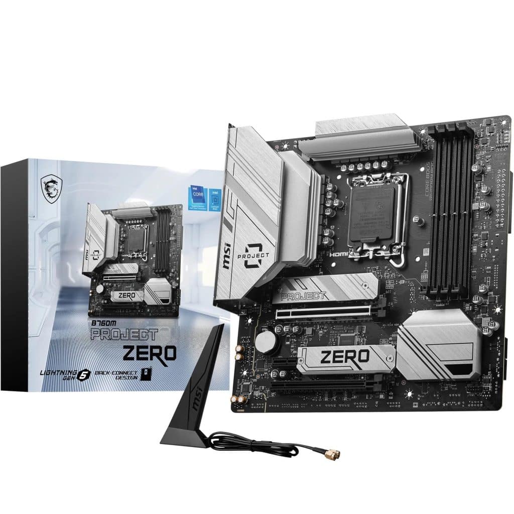 Msi B760M Project Zero, Back-Connect Micro-Atx - Supports Intel 12Th &Amp;Amp; 13Th Gen Core Processors, Lga 1700 - 75A Drmos Vrm, Ddr5 Memory Boost 7800+Mhz/Oc, Pcie 5.0 X16, 2 X M.2 Gen4, Intel Wi-Fi 6E